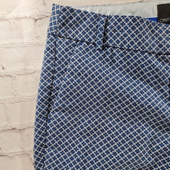 🔹️Anthropologie Cynthia Rowley Blue & White Print Ankle Crop Pants Size 6/28 - Picture 4 of 7